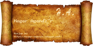 Heger Agenór névjegykártya